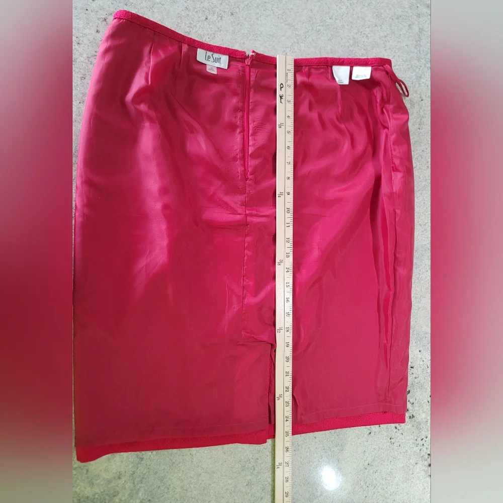 Le Suit Women Size 16 Pink Polyester Blazer Skirt Suit Lined Notch Collar 2PC - Picture 14 of 16